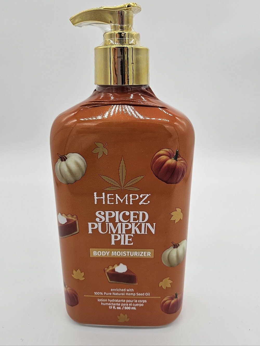 Hempz Spiced Pumpkin Pie Body Moisturizer - Orange with Gold Pump 17 FlOz SEALED
